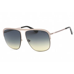 Guess Unisex Sunglasses - Shiny Gunmetal Metal Square Frame Blue Lens | GU5225 08W