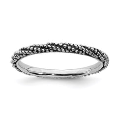 Sterling Silver Stackable Expressions Polished Antiqued Ring | QSK1842