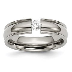 Titanium Grooved 6mm Diamond Polished Band | TB173AA