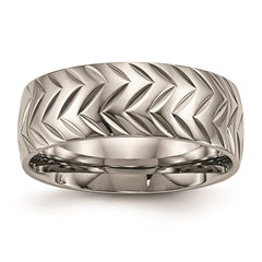 Titanium Polished Diamond Cut Ring | TB455