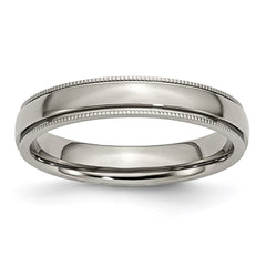 Titanium Grooved and Beaded Edge 4mm Polished Band | TB131