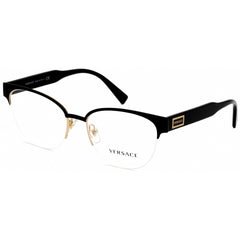 Versace Women's Eyeglasses - Black/Gold Metal Cat Eye Half Rim Frame | VE1265 1433