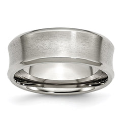 Stainless Steel Beveled Edge Concave 8mm Brushed Band | SR92