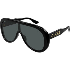 Gucci Men's Sunglasses - Black Shield Full Rim Plastic Frame Grey Lens | GG1370S 001