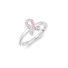 Sterling Silver Stackable Expressions Created Pink Sapphire Ring | QSK1140