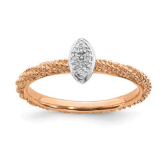 Sterling Silver Diamond Stackable Expressions Rose Gold Plated Ring | QSK1831