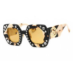 Gucci Women's Sunglasses - Black/Ivory Geometric Full Rim Plastic Frame | GG1330S 001