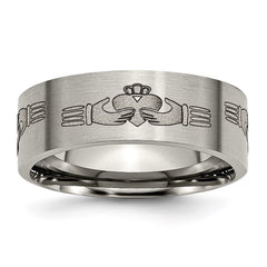 Titanium Flat 8mm Laser Design Brushed Band | TB33N