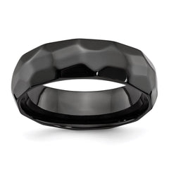Black Zirconium Polished and Hammered 7mm Band | ZCR106