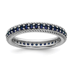 Sterling Silver Stackable Expressions Polished Cr. Sapphire Eternity Ring | QSK573