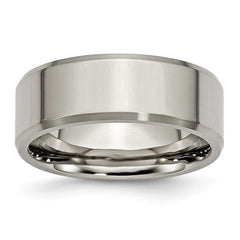 Titanium Beveled Edge 8mm Brushed and Polished Band | TB112