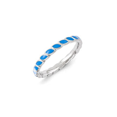 Sterling Silver Stackable Expressions Blue Enameled Ring | QSK1375