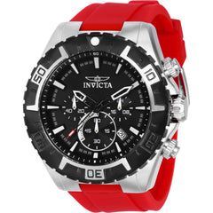 Invicta Men's Watch - Aviator Quartz Chrono Black Dial Red Silicone Strap | 37631