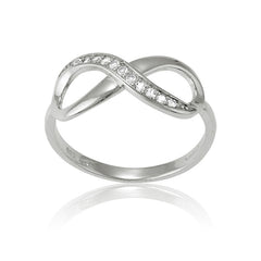 Sterling Silver Half White Topaz Infinity Ring - W-9651