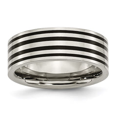 Titanium Black Enamel Flat 8mm Polished Band | TB194