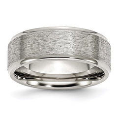 Stainless Steel Ridged Edge 8mm Brushed and Polished Band | SR91