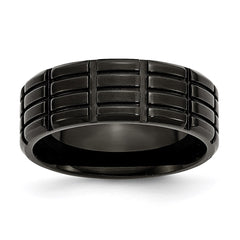 Titanium Grooved Black IP-plated 8mm Brushed Band | TB315