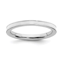 Sterling Silver Stackable Expressions White Enameled 2.25mm Ring | QSK149