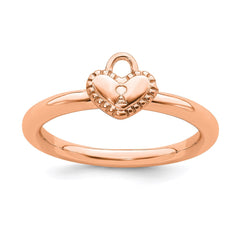 Sterling Silver Stackable Expressions Pink-plated Heart Padlock Ring | QSK1959