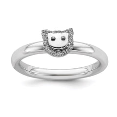 Sterling Silver Stackable Expressions Cat Diamond Ring | QSK2171