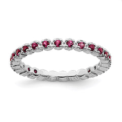 Sterling Silver Stackable Expressions Created Ruby Ring | QSK356