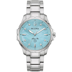 Bulova Women's Watch - Marine Star Quartz Blue Mother of Pearl Dial Bracelet | 96P248