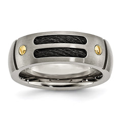 Titanium Grooved Black & Yellow IP-plated 8mm Brushed Band | TB162