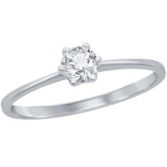 Classic Women's 4mm Solitaire CZ 6-prong Ring - W-2788