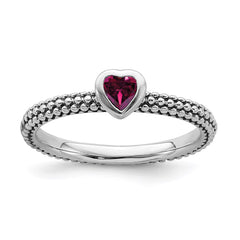 Sterling Silver Stackable Expressions Polished Cr.R Heart Ring | QSK609
