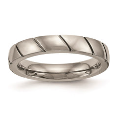 Titanium Polished Grooved Ring | TB482