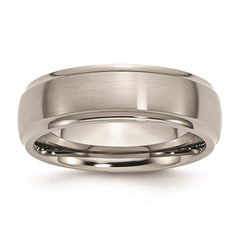 Titanium Ridged Edge 7mm Brushed and Polished Band | TB37