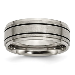 Titanium Enameled Flat 8mm Satin & Polished Band | TB337