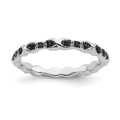 Sterling Silver Stackable Expressions Black & White Diamond Ring | QSK1048