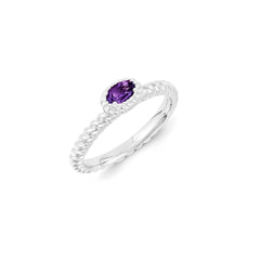 Sterling Silver Stackable Expressions Amethyst Ring | QSK1119