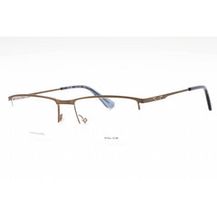 Police Men's Eyeglasses - Shiny Glossed Bronze Metal Rectangular Frame | VPLG75M 0F68