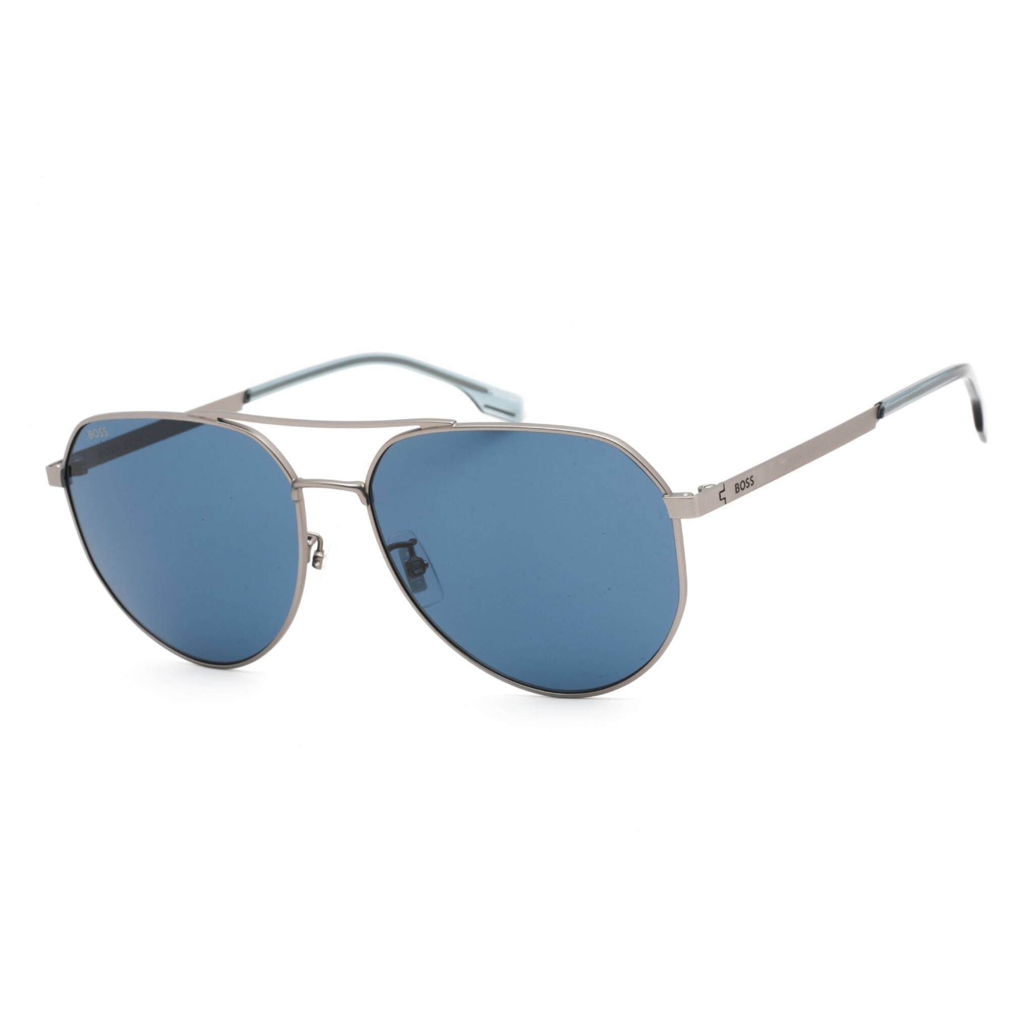 Hugo Boss Men's Sunglasses - Blue Lens Matte Ruthenium Frame | BOSS 14