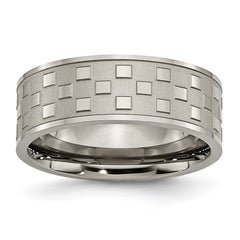 Titanium 8mm Satin and Polished Checkered Band | TB245