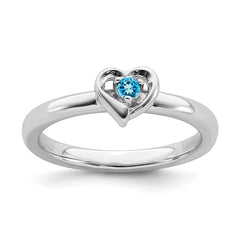 Sterling Silver Stackable Expressions Blue Topaz Heart Ring | QSK1533
