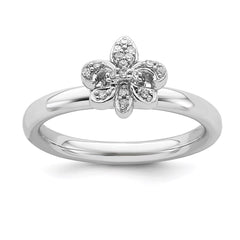 Sterling Silver Stackable Expressions Fleur De Lis Diamond Ring | QSK342