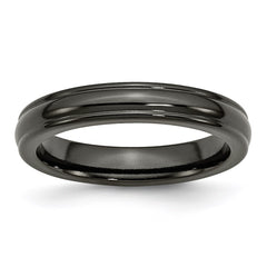 Titanium Black Ti Domed 4mm Polished Rounded Edge Band | TB396