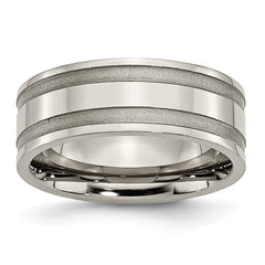 Titanium Grooved 8mm Satin and Polished Band | TB203