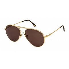 Tom Ford Men's Sunglasses - Shiny Deep Gold Pilot Frame Brown Lens | FT0773-D 30E