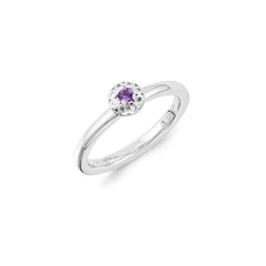 Sterling Silver Stackable Expressions Amethyst Ring | QSK1323