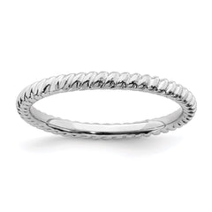 Sterling Silver Stackable Expressions Rhodium Twisted Ring | QSK195