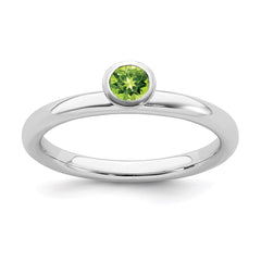 Sterling Silver Stackable Expressions High 4mm Round Peridot Ring | QSK465