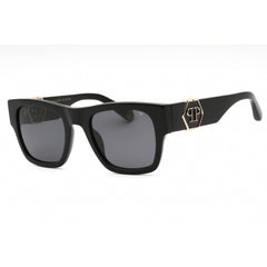 Philipp Plein Unisex Sunglasses - Shiny Black Plastic Square Frame | SPP042M 700F