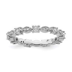 Sterling Silver Stackable Expressions Polished Diamond Ring | QSK652