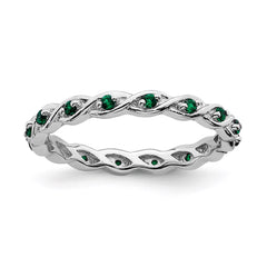 Sterling Silver Stackable Expressions Created Emerald Ring | QSK1474