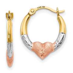 Madi K Kid's 14K Tri-color  Heart Hoop Earrings