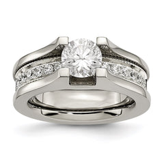 Titanium & Sterling Silver CZ Ring | TB376